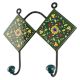 Ceramic Flower Tile Hook in Forest Green
